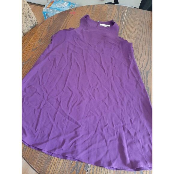 Size Small Ann Taylor LOFT Purple Sleeveless Ruffle Back Midi Dress - Picture 1 of 4